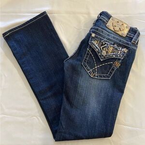 Miss Me Jeans Size 25 Signature Boot Dark Blue/Navy Decorative Pockets